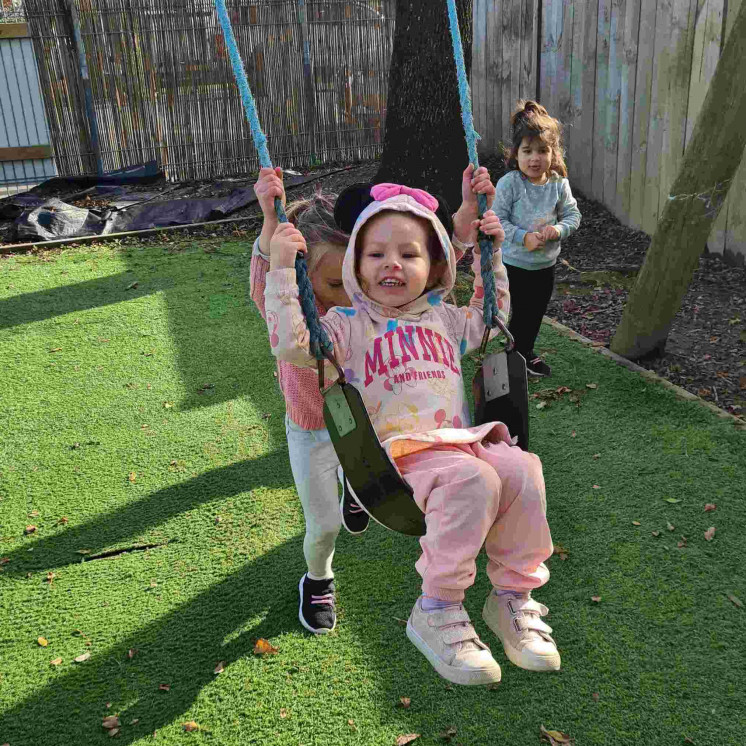 Outdoor playground fun in preschool room at Busy Bees Carterton