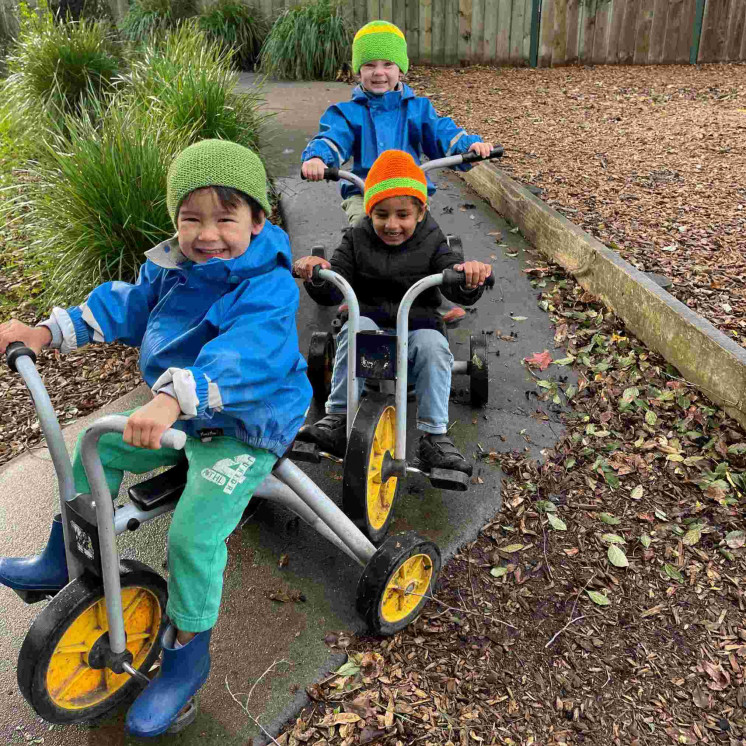 Preschool boys on Bike Track at Busy Bees Katikati