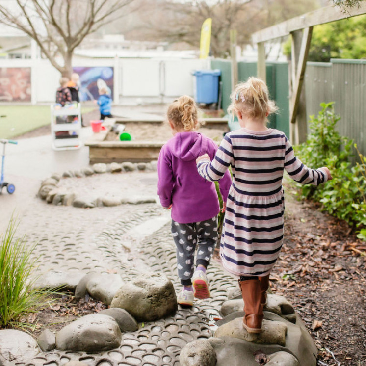 Large natural play area at Silverstream Early Learning by Busy bees